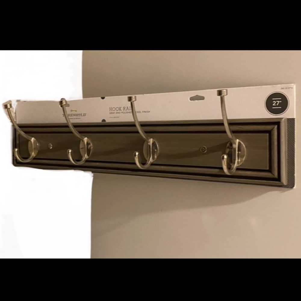 Elegant Gray Wall Hook Rack Grey and Silver 27 inch